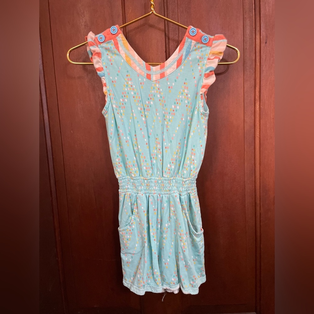 Matilda Jane Mint Green & Coral Ruffled Romper